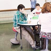 Vista 5 de Learniture Adjustable Height Active Learning Stool for Office Desks and Classrooms, Foam-Padded Backless Wobble Stool with Rocking Motion, Red Negro