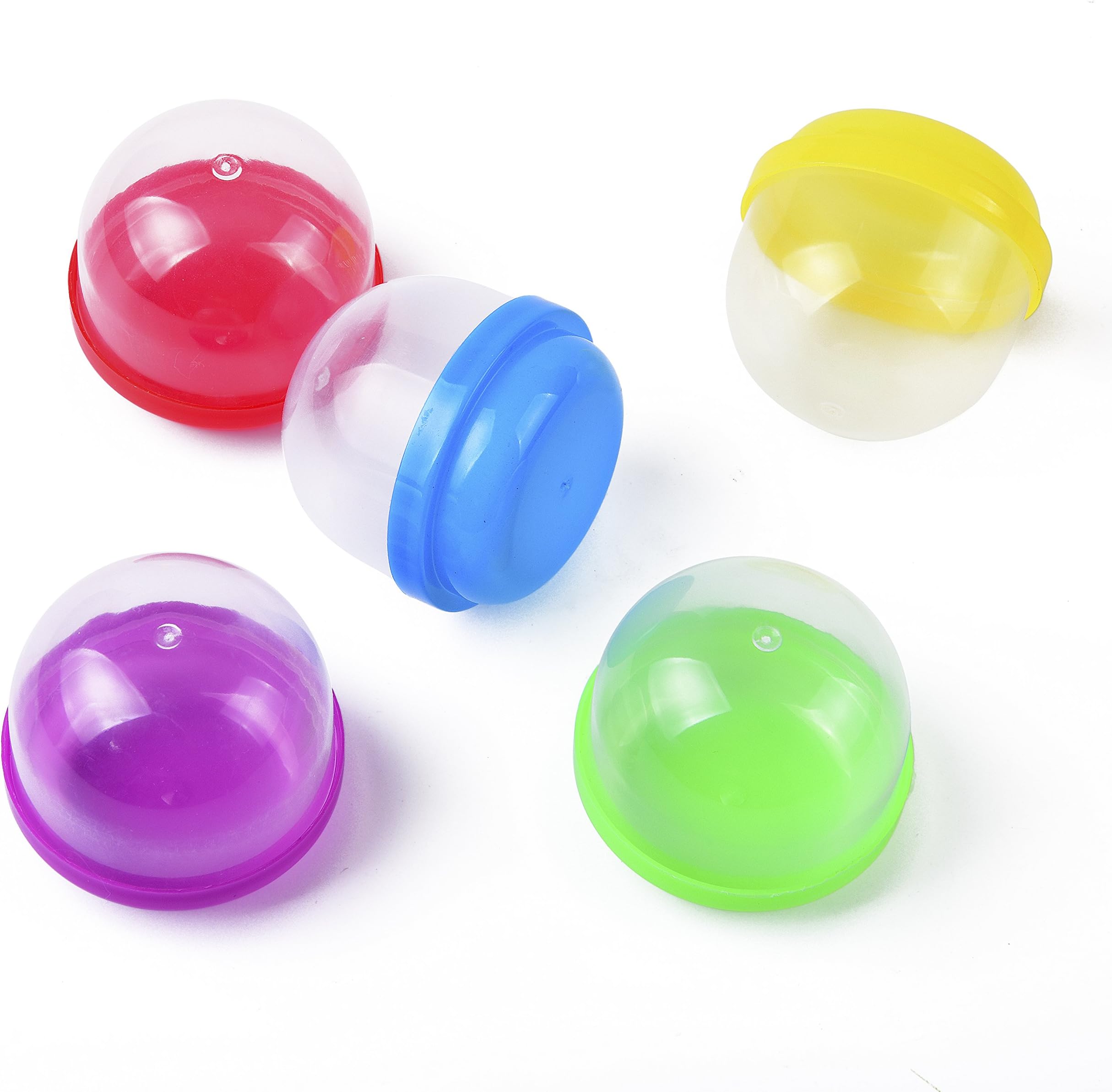 2 " Empty Acorn Capsules, 100 Premium Clear Empty Capsules- Vending Capsules for Toy Machines, Mixed Colour Lids and Clear Bottoms