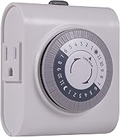 Vista 2 de GE Temporizador Mecánico de Tomacorriente con Conexión a Tierra, Enchufes Dobles con 3 Clavijas, Ciclo de 24 Horas, Uso Interior para Luces