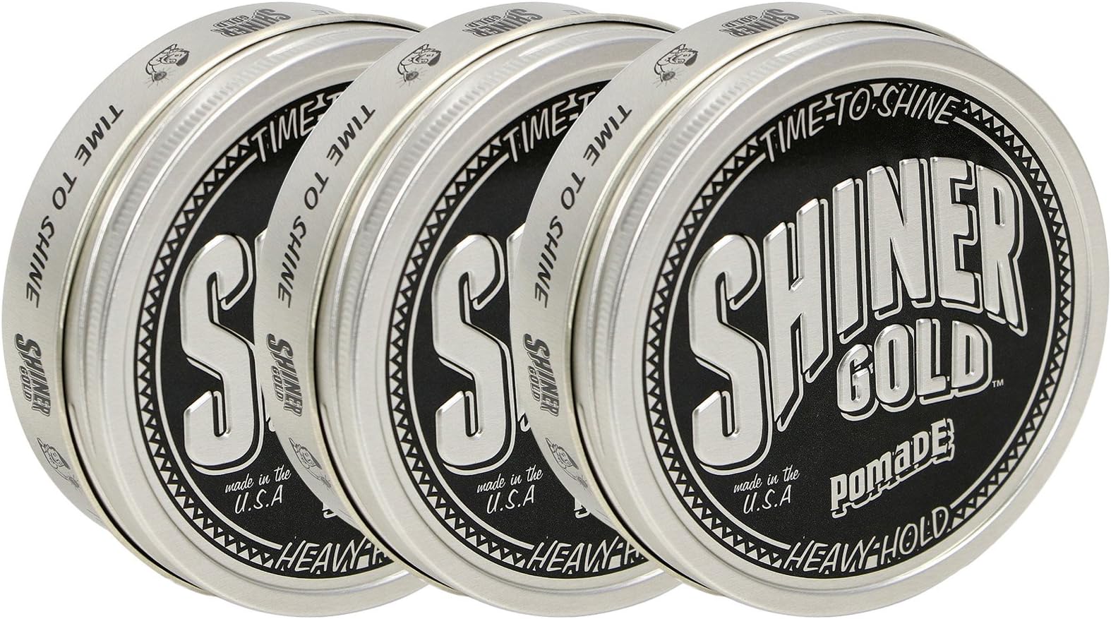 Shiner Gold Pomade | Strong Hold | High Shine | Water-based | Coconut Scent, 4oz. Pack of 3