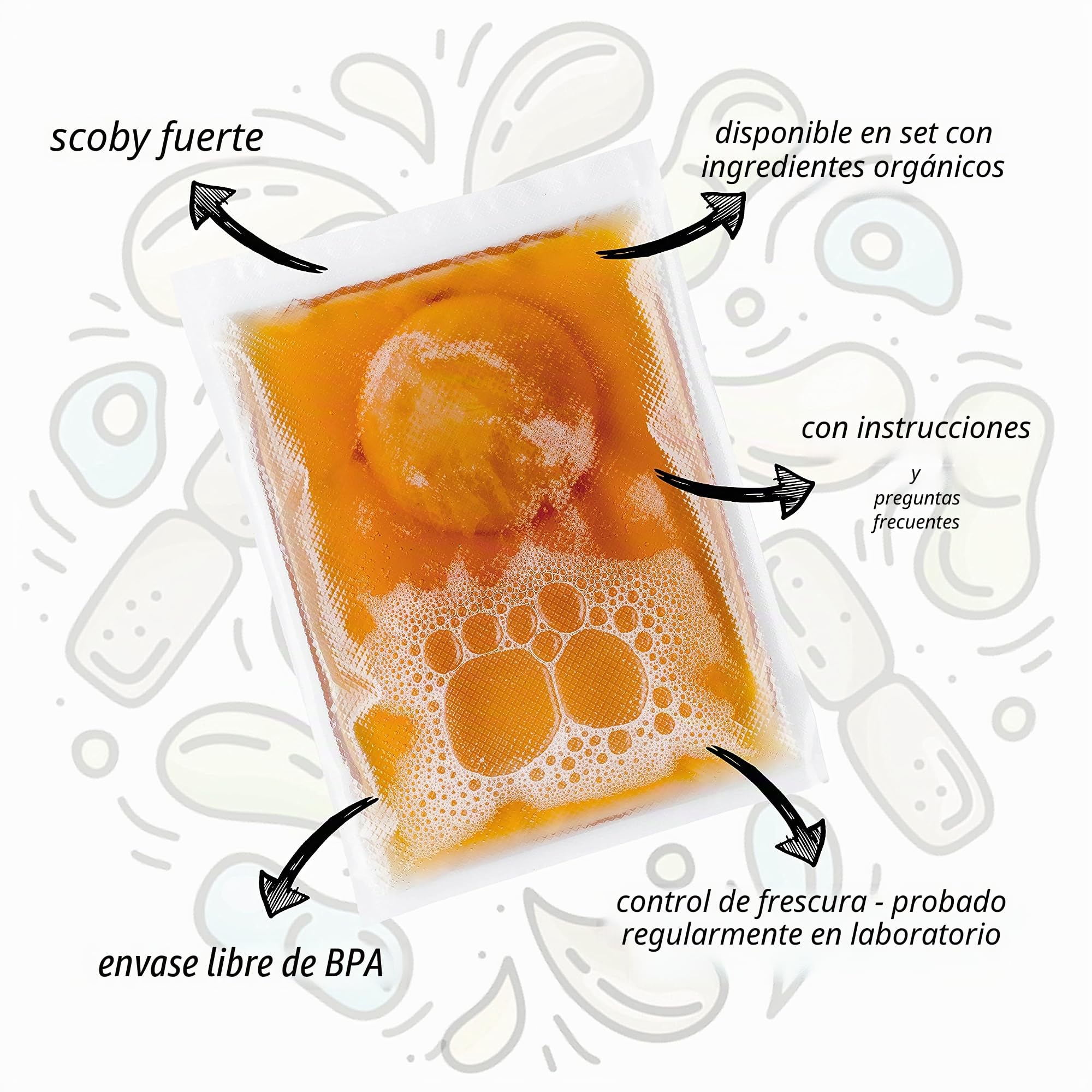 HeldenPilz El | Kombucha Scoby Orgánica | Té de Crecimiento | Skoby + Líquido de Raíz + Regalo | Producción de hasta 6 litros | Ingredientes 100% Naturales | Envase orgánico sostenible y sin plástico