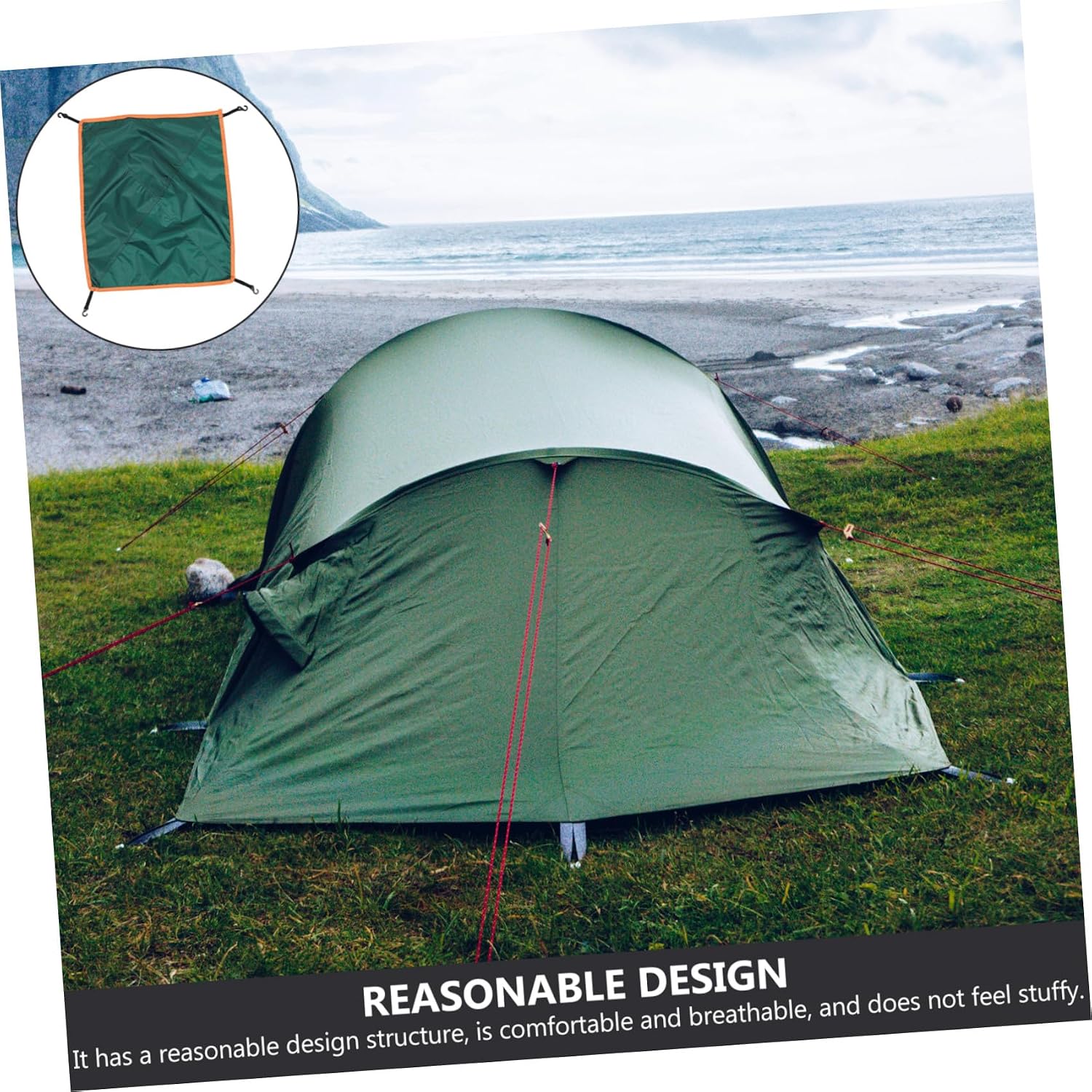 Generic Professional Portable Tent Sun Shelter Wear Resistant Rain Cover for Outdoor Camping UV Protection Includes Hooks for Hiking and Backpacking