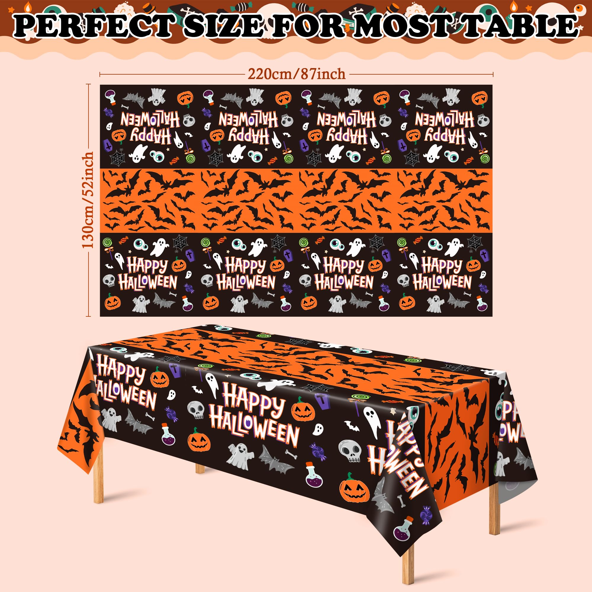 Halloween Tablecloths - 2 Pack Spooky Decor -2 Halloween Tablecloths - 2 Pack Spooky Decor -2