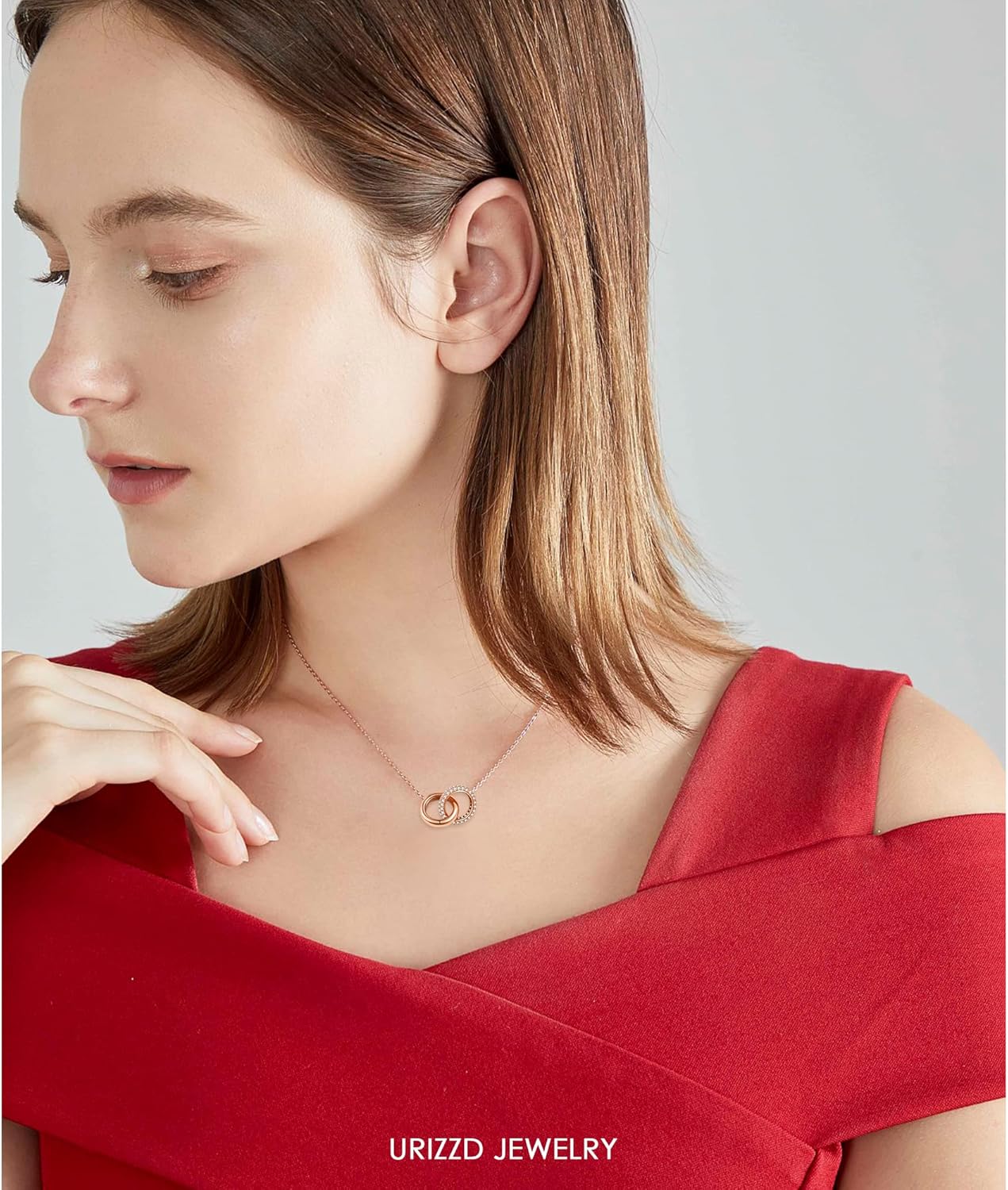 S925 Sterling Silver Necklace for Women Cubic Zirconia Pendant White/Rose Gold Plated Necklace Gifts for Women - Image 5