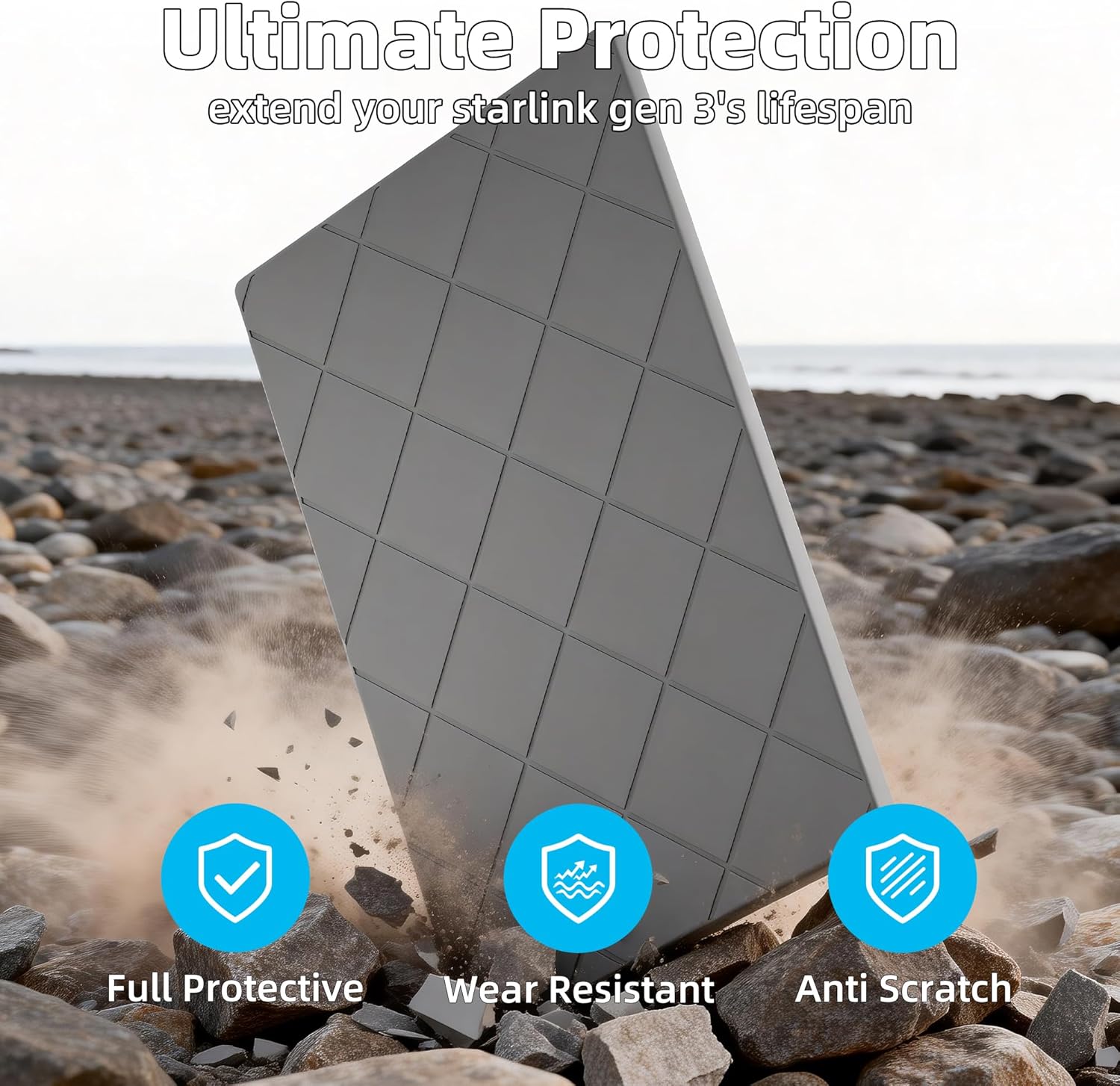 Starlink Gen 3 Silicone Cover Waterproof Anti-Hail UV Resistant Protective Case for Standard Gen 3 Satellite Dish No Signal Blockage for RV Roof Boat Outdoor Use