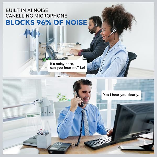Wantek Casque Téléphone Fixe Monaural avec Micro Anti-Bruit et Contrôle de Volume, Écouteurs de Centre d'appel pour Yealink Avaya Cisco Grandstream Snom Panasonic KXT Téléphoniques IP - 4