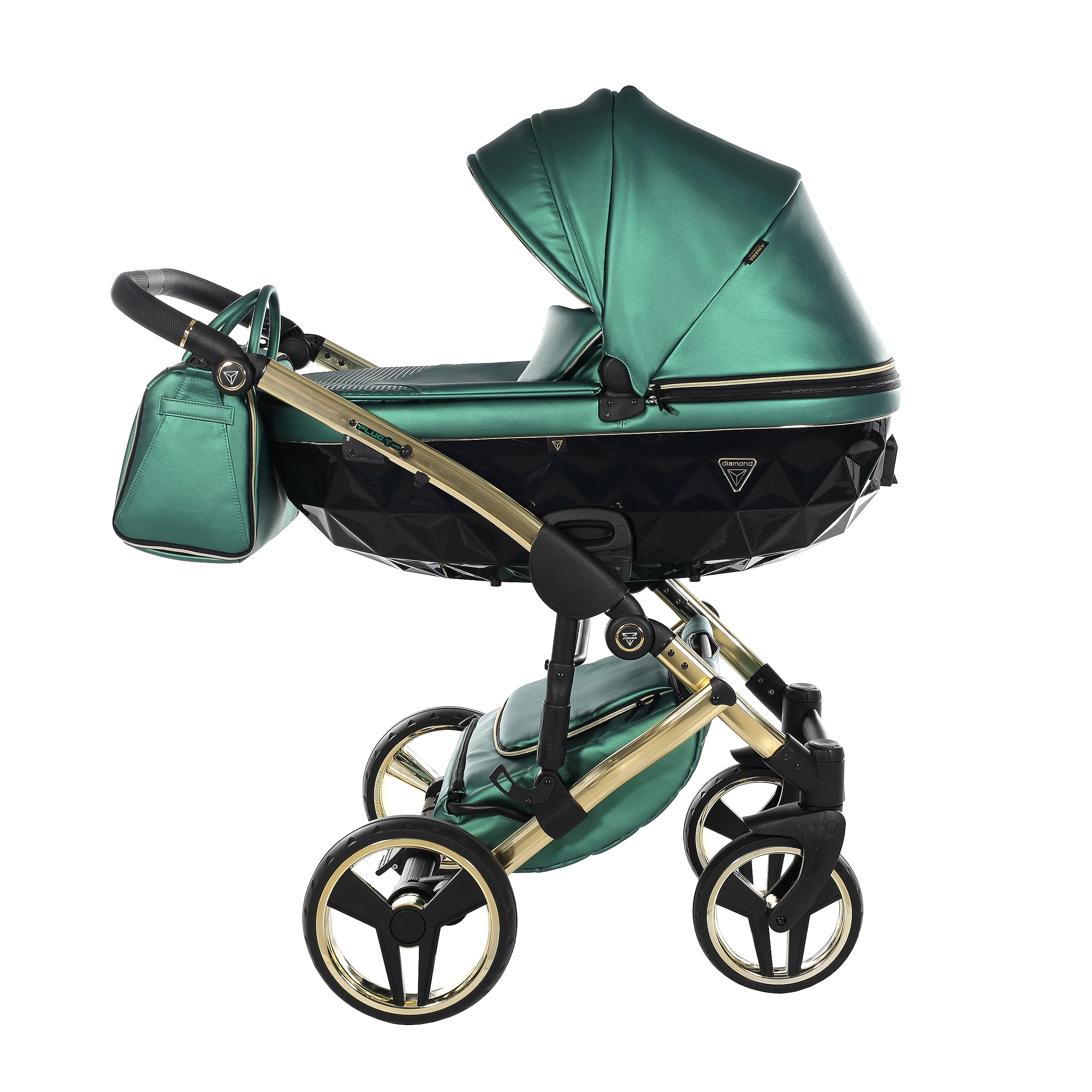 Junama Poussette Diamond Fluo 2en1 3en1 4en1 (02 - vert, 4en1 avec base ISOFIX)