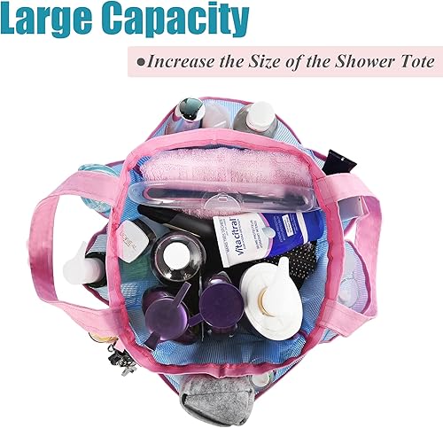 Miniatura 17 de Carrito de ducha de malla con bolsa interior impermeable, extra grande, negro, portátil, para dormitorio universitario, baño, campamento, 8 Rayas