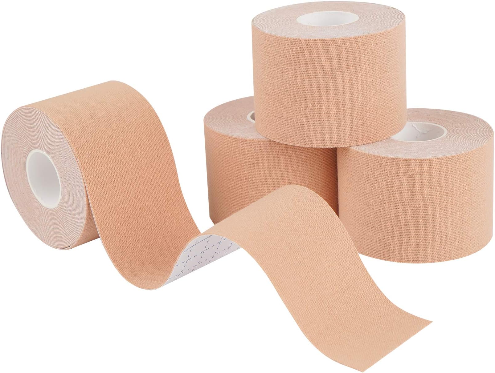 Kinesiology Tape 4 Rolls K Sports Tape for Knee Support and Muscle Pain Relief, Uncut Physio Tape Elastic Therapeutic Designed for Athletes Injury Recovery (Beige)