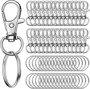 JOLCEEY 120pcs Swivel Lobster Clasps Keychain Keyring Clip Hoops Making Kit