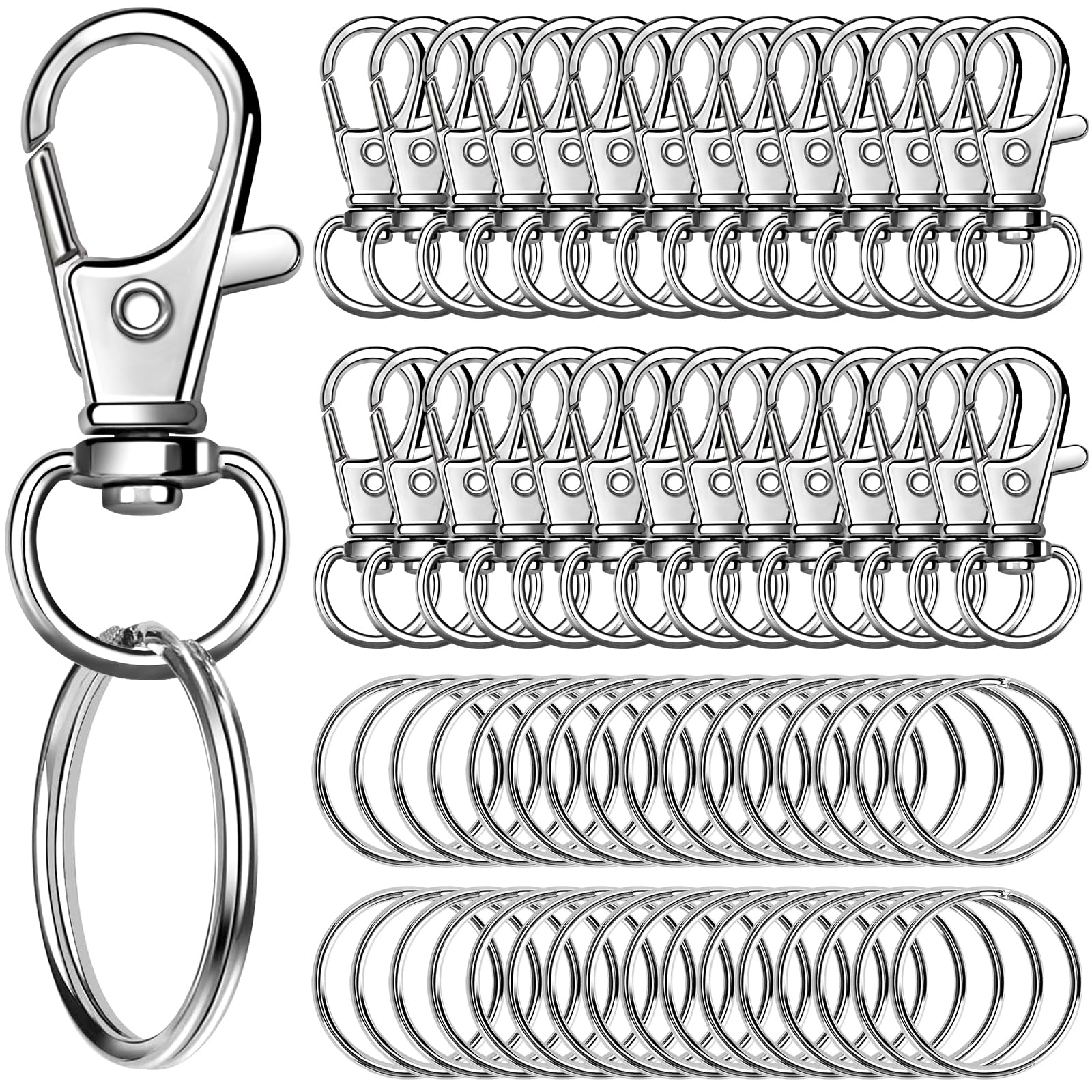 JOLCEEY 120pcs Swivel Lobster Clasps & Key Ring Hoops