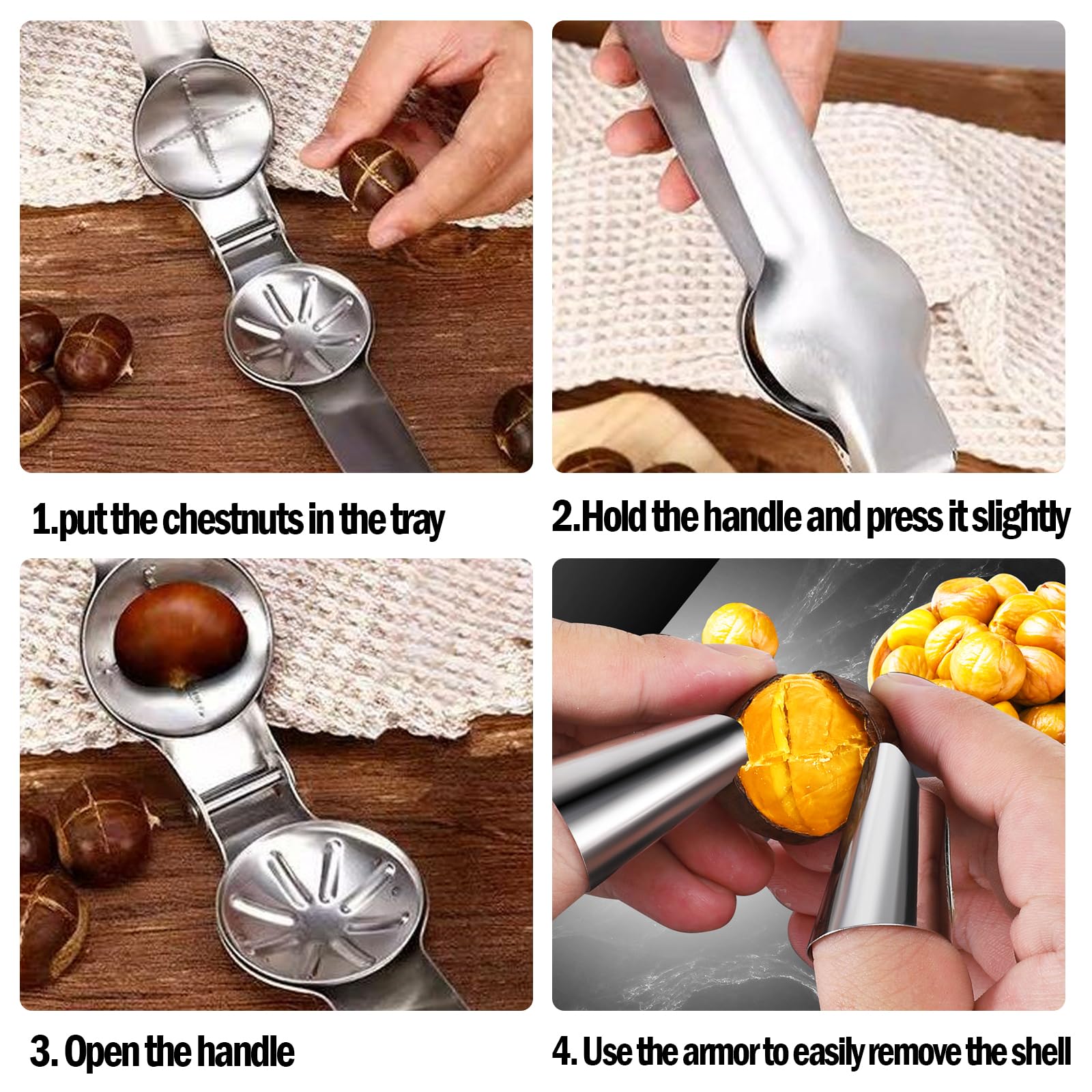 Outil De Coupe De Châtaignes Décortiqueur À Pince Pour Châtaigne Coupe-Marrons Pince Ouverte Pour Châtaignes À Économie De Main-d'œuvre Éplucheur De Châtaignes Portable Multifonction Pour Noix