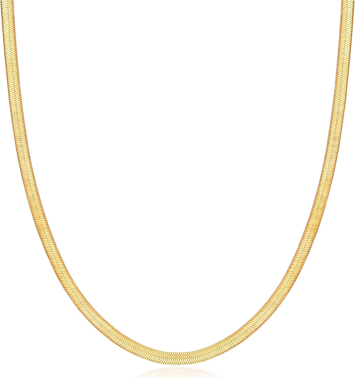 Barzel 18K Gold Plated Herringbone Chain Necklace 4MM Wide