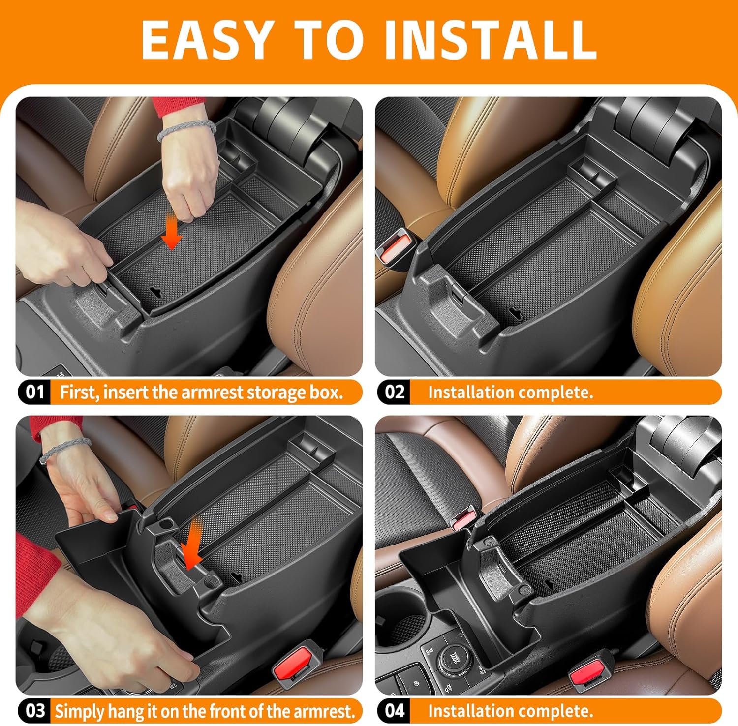 Center Console Organizer Compatible with 2021-2025 Ford Bronco Sport/2020-2025 Ford Escape Hanging Armrest Box Arm Rest Storage Tray for Bronco Sport/Escape Accessories(Hanging+Armrest Tray)