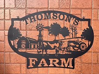 Personalized Farm Name Sign, Custom Farm House Metal Wall Art, Gift for Him, Farmhouse Decor, Hanging Outdoor, House Decoration, Name Plaque, Chicken Cow Barn Tractor, Gift for a farmer, Ranch sign