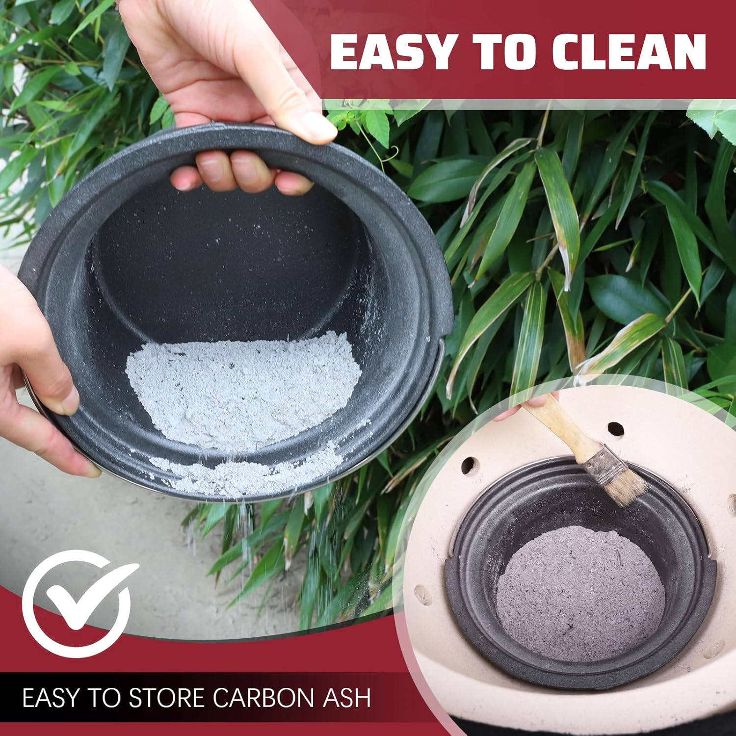 Cast Iron Ash Can with Handle for Kamado Joe Junior Grill, High Temperature Resistance Heavy Cast Iron Charcoal Ash Collector for Kamado Joe JR Accessories