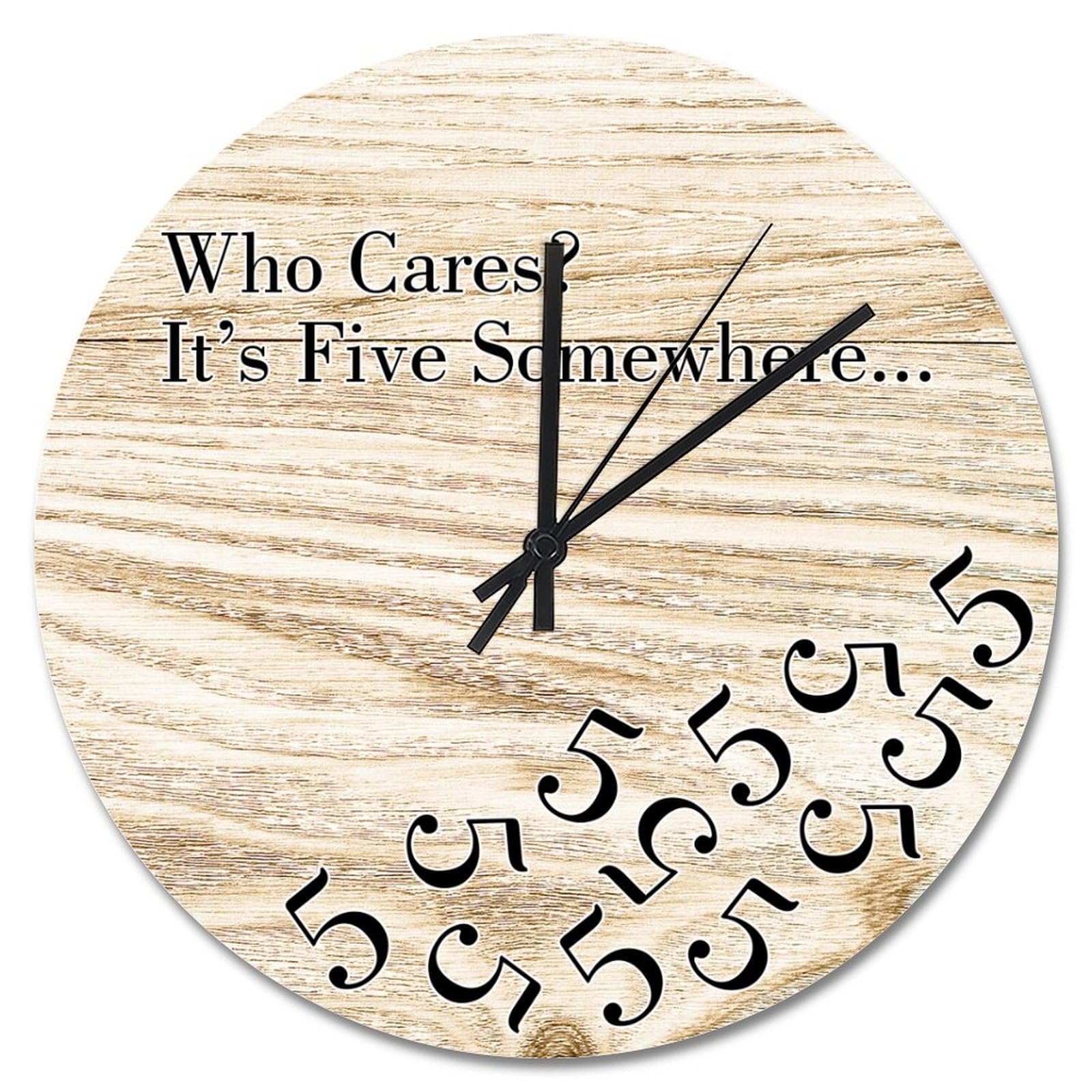 Horloge murale en bois blanc et marron 38 cm avec piles fournies