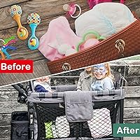Vista 3 de Red de carga para cochecito, organizador de cochecito de bebé, red de carga de malla para espacio de almacenamiento adicional, gran capacidad