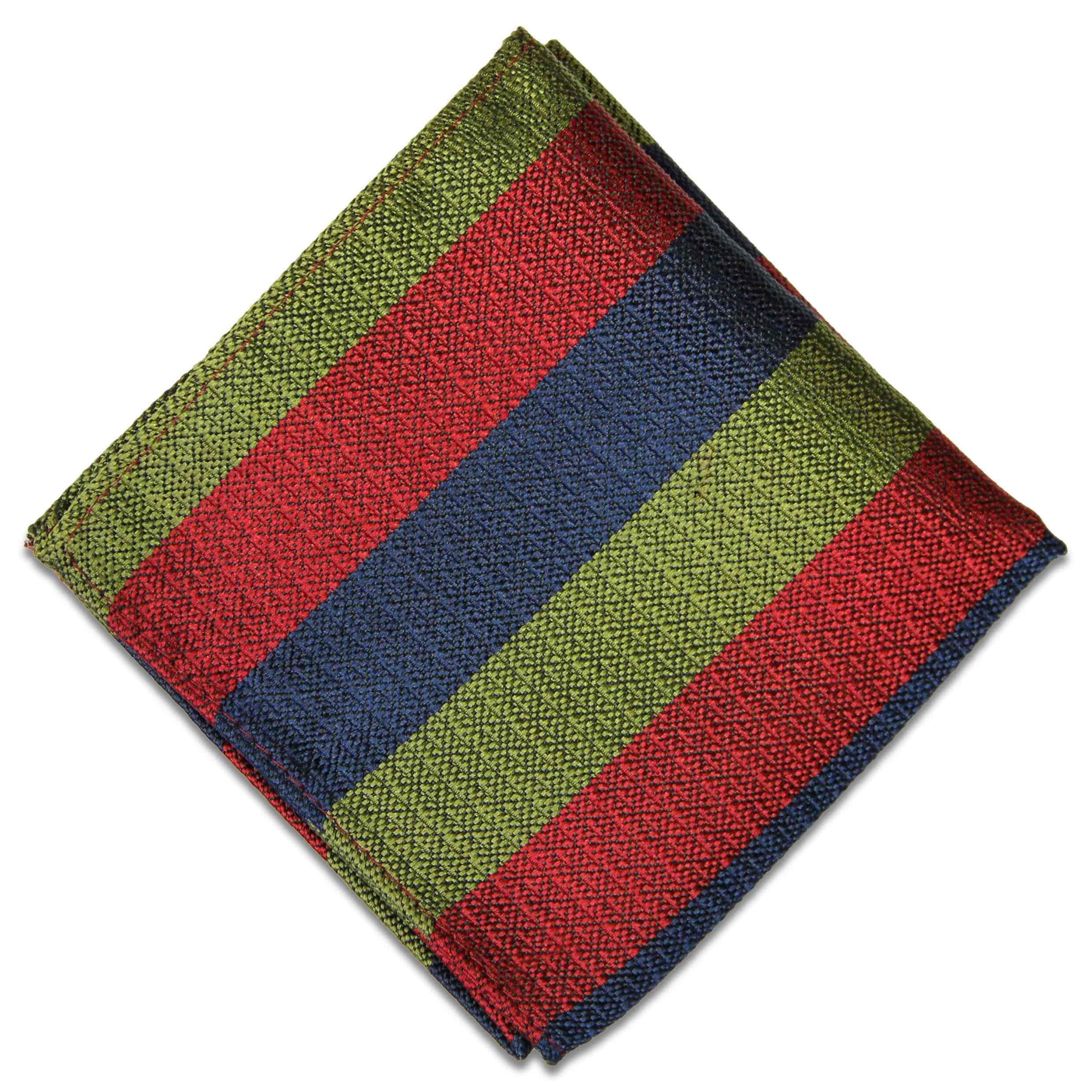 The Regimental Shop Blue Red Khaki Royal Scots Silk Non Crease Pocket Square