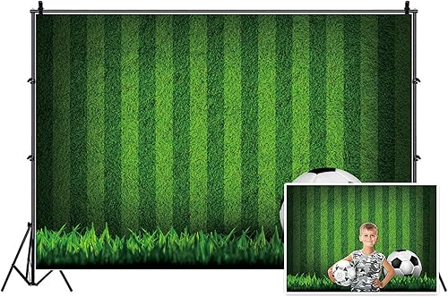 Miniatura 3 de Yeele Telón de fondo de campo de hierba de 7 x 5 pies, campo de fútbol, estadio de césped verde, fondo de fotografía, parque infantil, retratos de