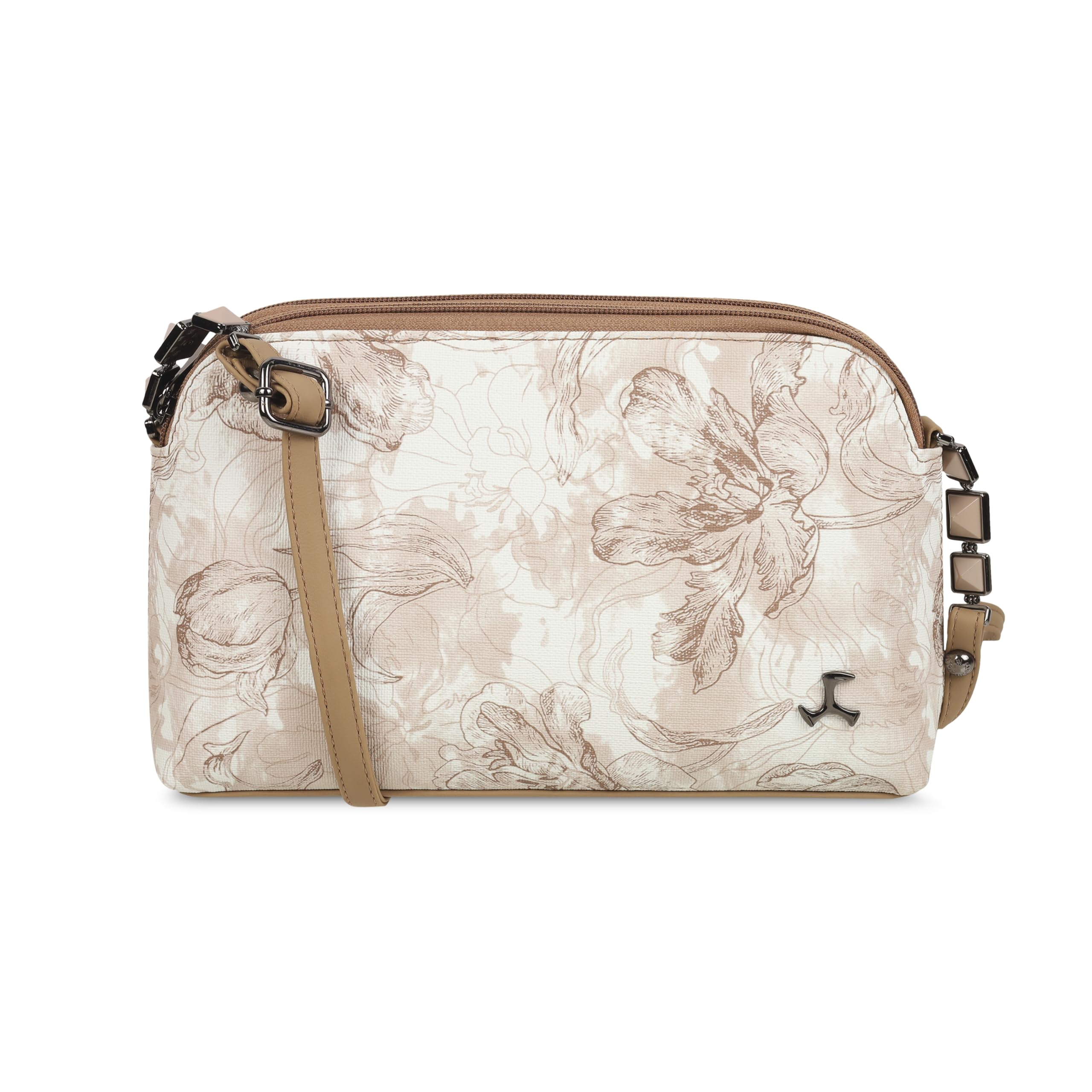 Add charm to your casual outings with this compact sling bag featuring a floral pattern. Crafted from PU material, it’s perfect for carrying essentials in style.-image-0