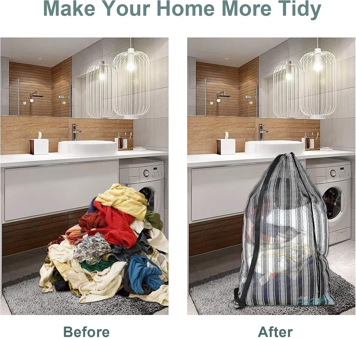 Dalykate Mesh Laundry Bags with Reinforced Handle 24" x 36" Heavy Duty Sturdy Laundry Bags with Drawstring Closure Laundry Liner Bags for College Dorm, Family and Apartment, 3 Pack