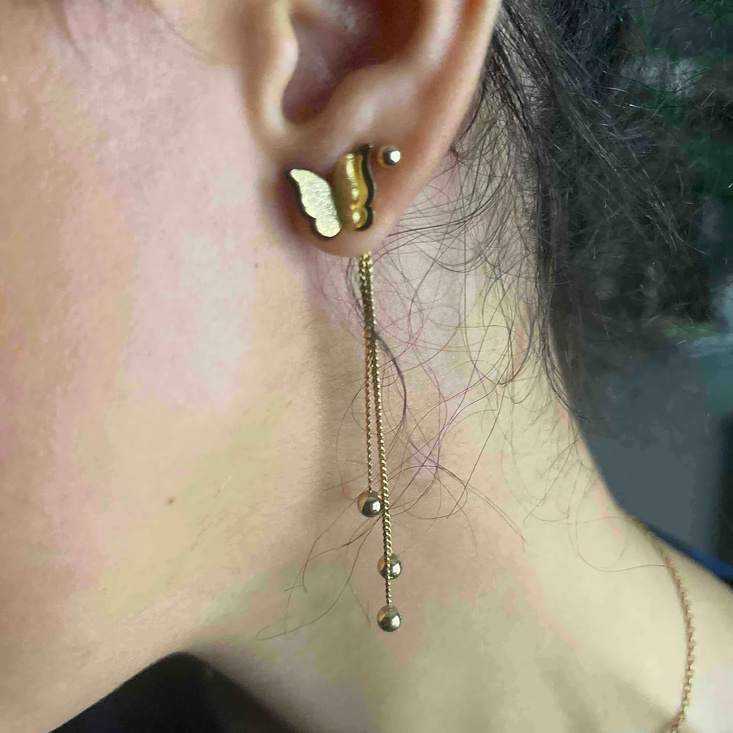 Butterfly Dangle Earrings Gold Wedding Bridal Long Earrings for Women Formal Elegant Jewelry - Image 7