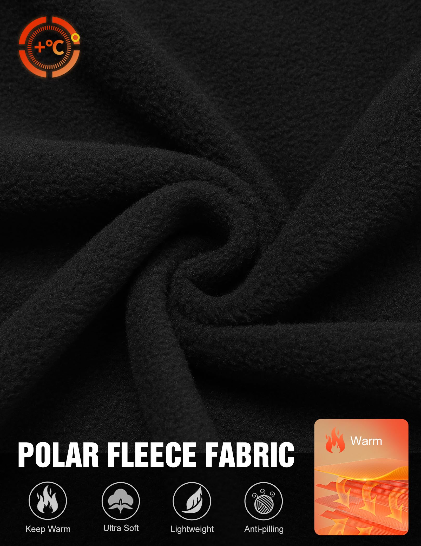 PINSPARK Veste polaire pour homme avec fermeture éclair intégrale - Veste d'hiver légère pour l'automne et l'hiver - Taille XL - Noir