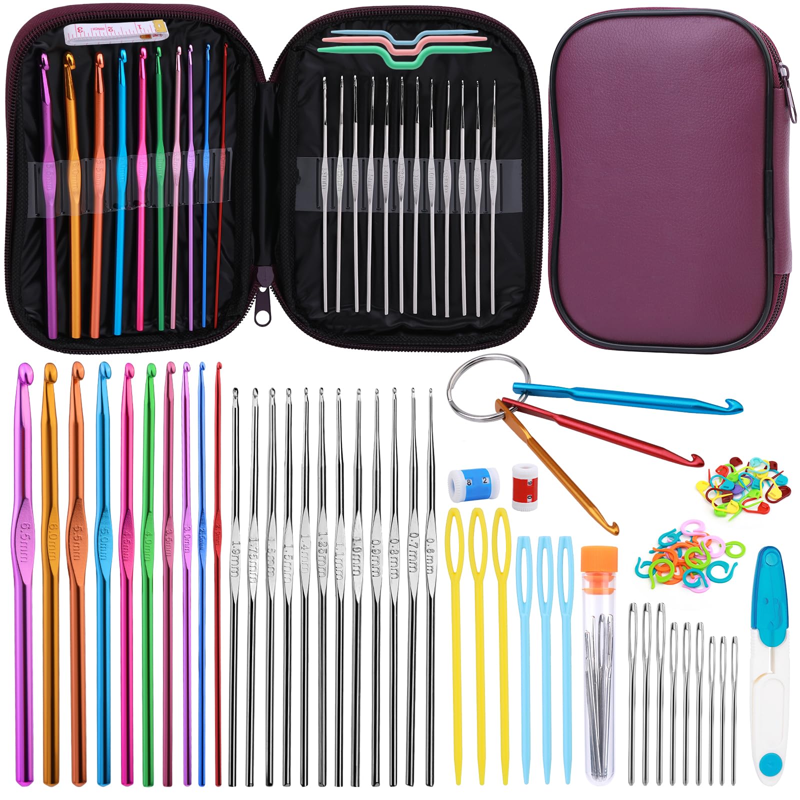 Set Uncinetti Kuppt Con Accessori - Kit Completo Per Principianti E Esperte, Custodia Viola - Foto 7