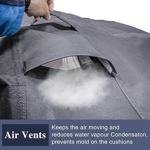 Miniatura 5 de CNCZMH Juego de fundas rectangulares para muebles de patio, 108 x 82 x 23 pulgadas, tela Oxford 600D, resistente al agua, funda para mesa y silla