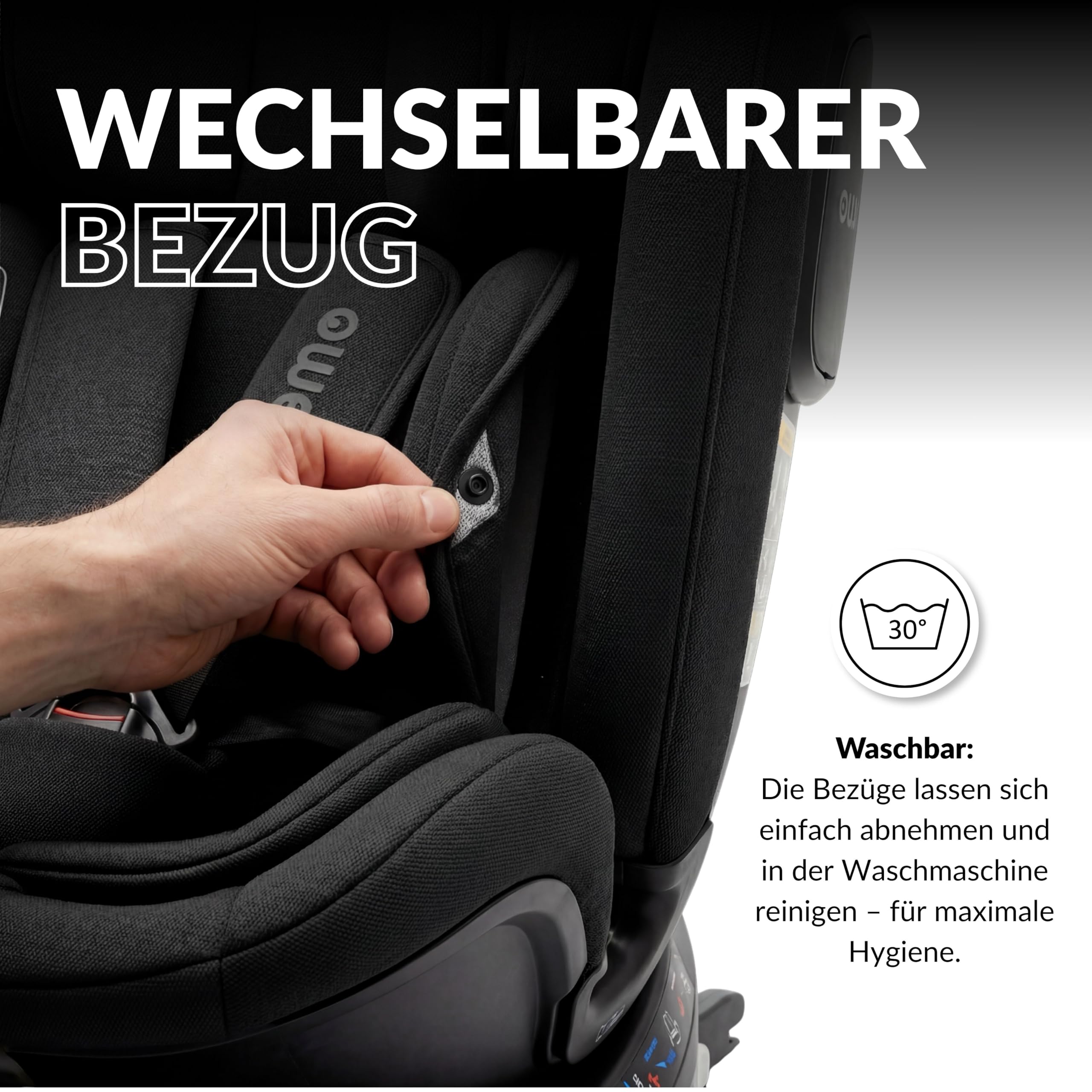 OWEN 360Comfy Kindersitz 360° drehbar Isofix Reboarder 0-36 kg – Schwarz | ECE R129 i-Size geprüft (40-150 cm, 0-12 J.) – Seitenaufprallschutz, Sonnenverdeck, 360° drehbar & rückwärtsgerichtet