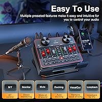 Vista 4 de Conjunto de equipo de podcast para 2 micrófonos, kit de creador de contenido de video de Tiktok, interfaz de audio, mezclador DJ, tarjeta