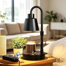 Candle Warmer Lamp with Timer, Plug in Wax Melt Warmer, Adjustable Height Candle Lamp with Bulb, Dimmable Candle Light Warmer