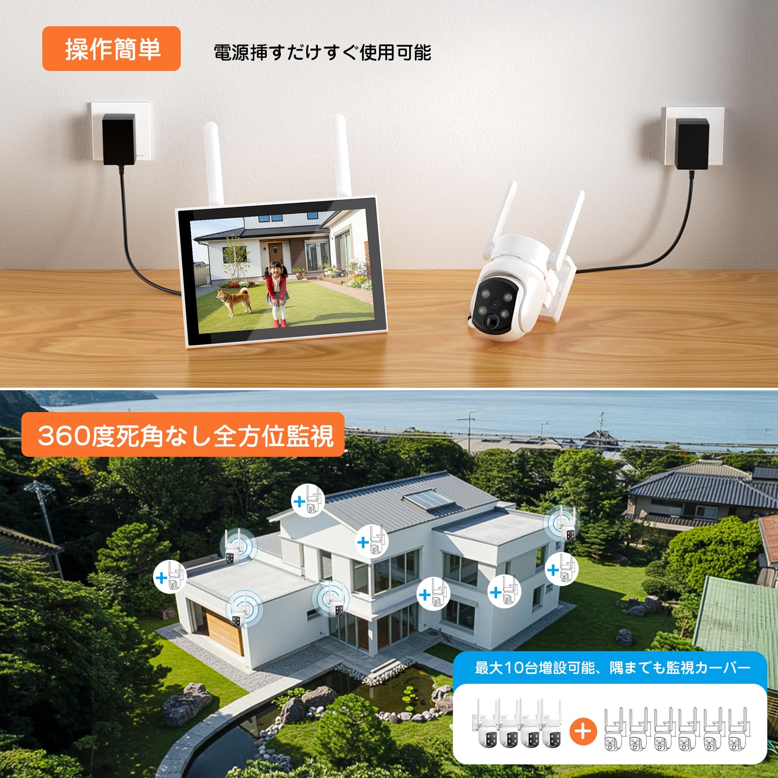 【新品・未使用】yeskamo ワイヤレス 防犯カメラ セット【500万画素】 Amazon.co.jp: 【500万画素·10インチモニター800万画像対応