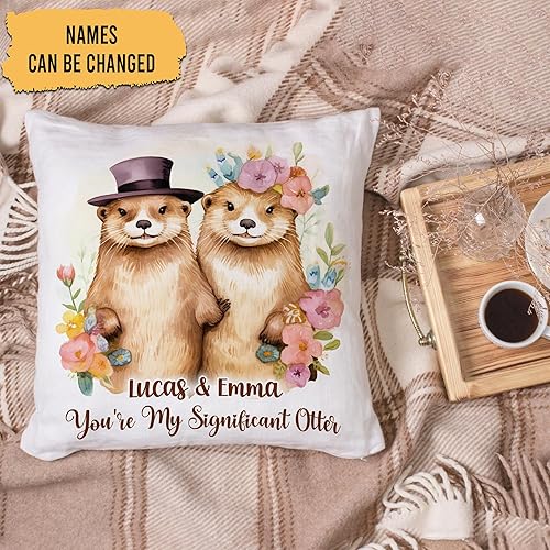 Vista 31 de Hyturtle Personalized Otter Pillow (Insert Included) Gifts for Couple Her Girlfriend Boyfriend Wife - Valentine's Day Birthday - I Love You Custom