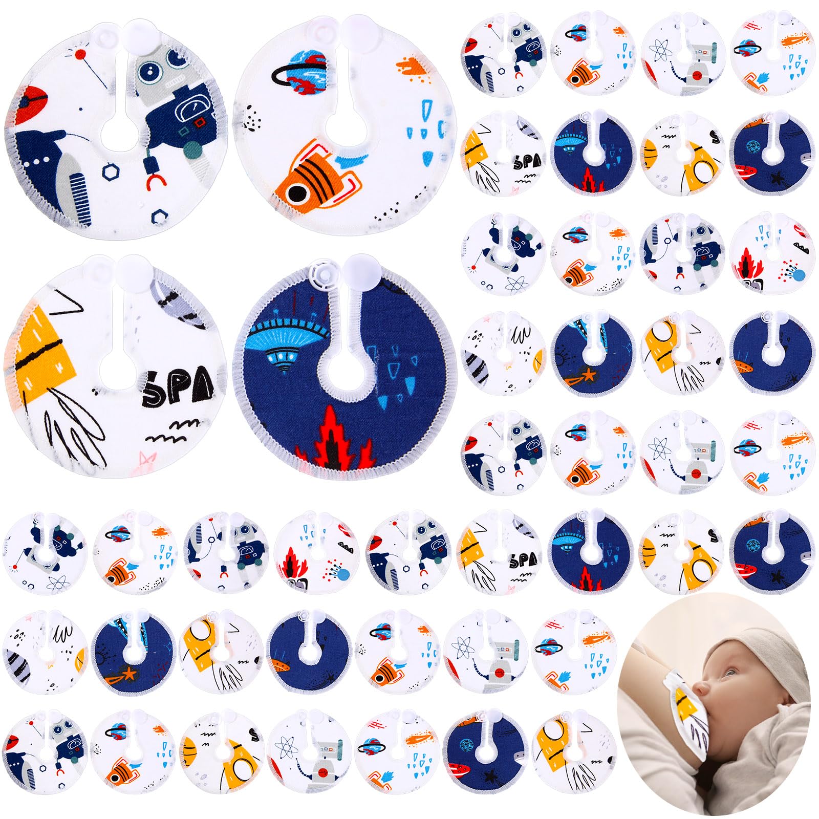 Threlaco 48 Pcs G Tube Button Covers Tube Holder Feeding Tube Abdominal Reusable Accessories Peg Tube Soft Absorbent Breast Feeding Pads Breastfeeding Support Nursing Care Stay Dry(Universe)