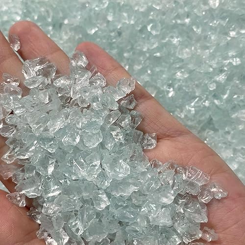 Jeejunye Vidrio curshet, chips transparentes de 2 libras para manualidades, arte, resina, vidrio, grava, piedra, vidrio roto, acuario, decoración de