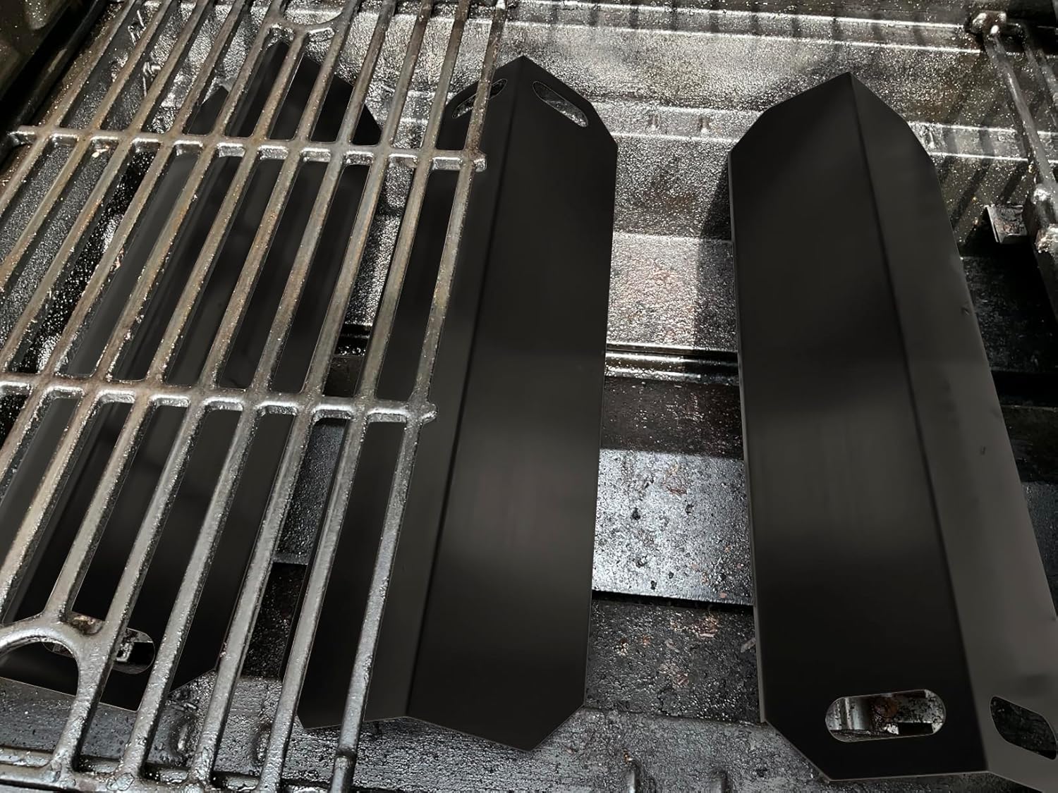 Grill Valueparts GD4838SS-M Heat Plates for Savor Pro Grill Replacement Parts GD4838SS-M Savor Pro Heat Tent Procelain Steel 14 11/16" x 4 5/8’’ Flame Tamers Heat Shield Burner Cover 4 Burner Parts