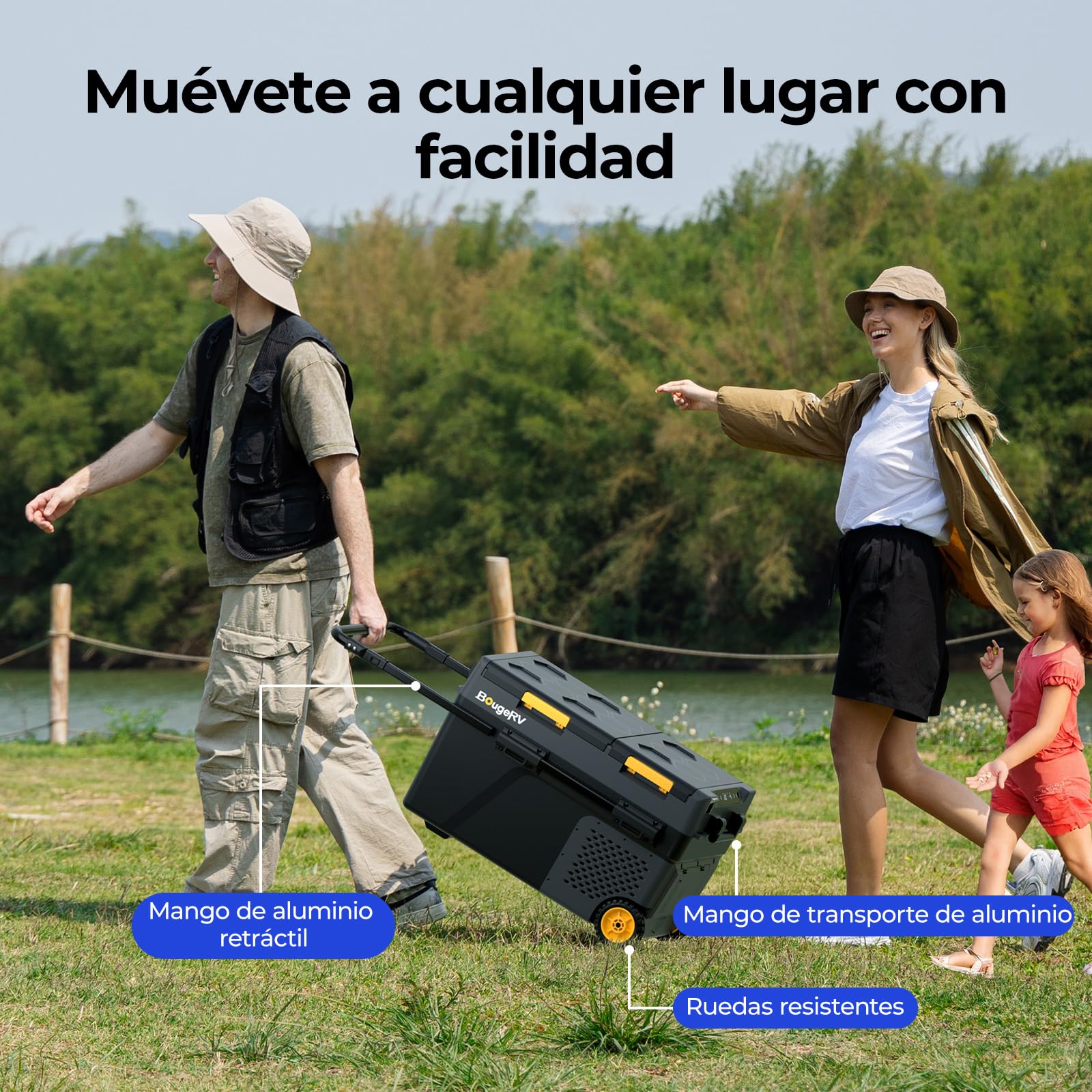 BougeRV CRD2 V2.0 49L Nevera Coche Freezer Doble Puerta Doble Zona Compresor Ruedas Asa 12V 24V 230V Frigorífico Camping Eléctrico App IPX4, -20℃~20℃ (Novedad 2026)
