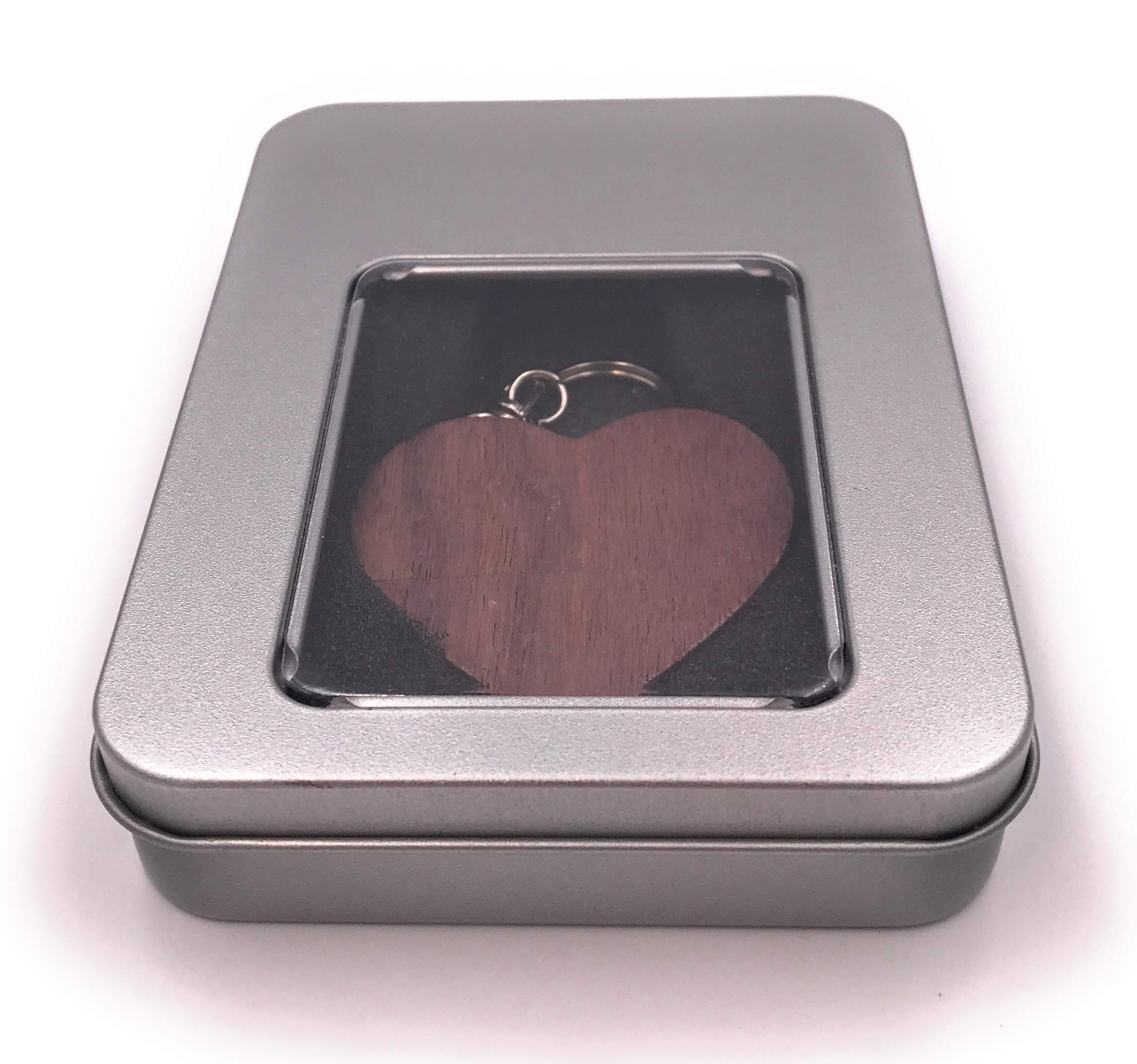 Onwomania Serce z drewna ciemna miłość pendrive w aluminiowym pudełku prezentowym 128 GB USB 3.0