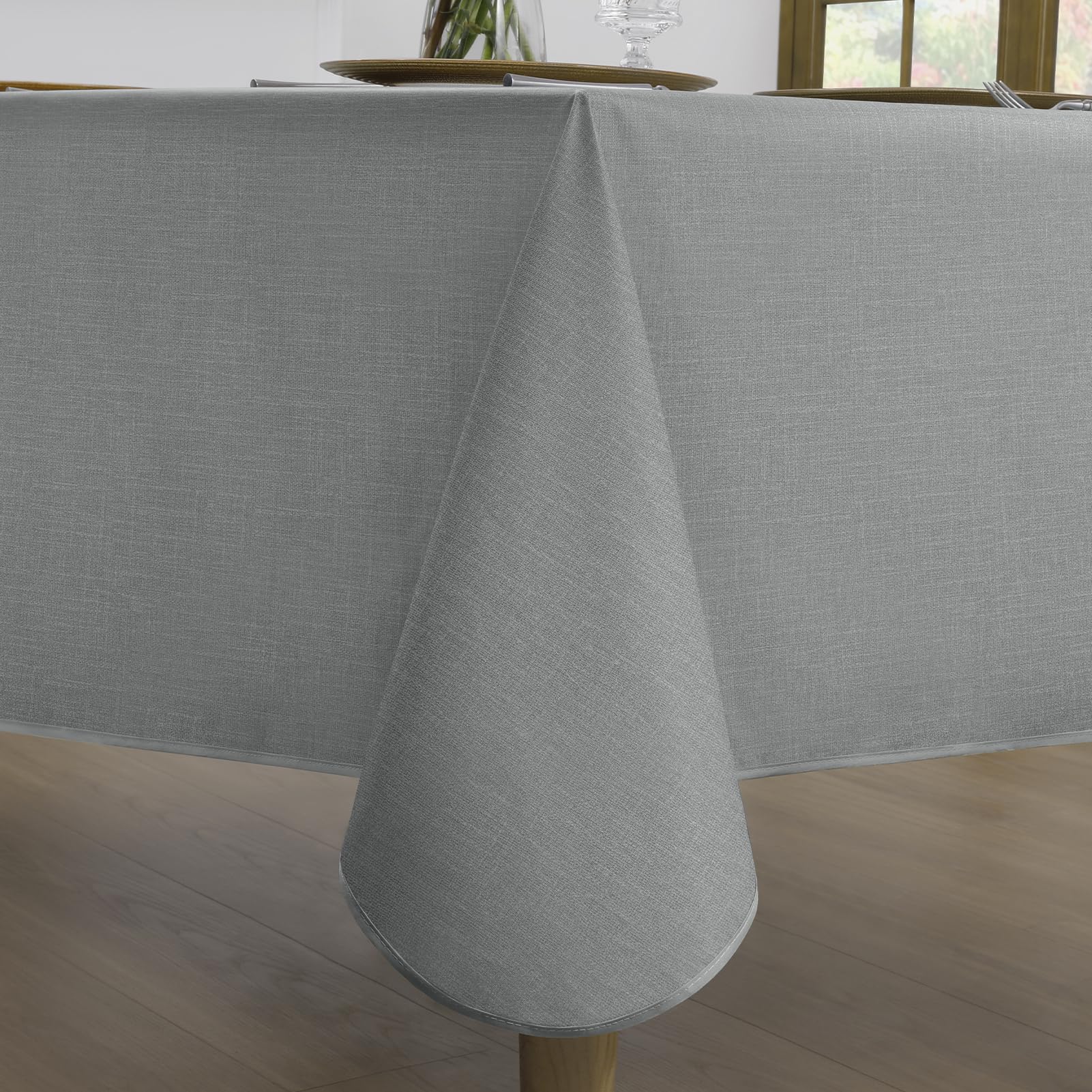 Romanstile Wachtuchtischdecke mit Saum Leinenopitk