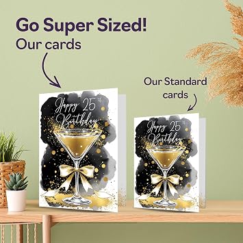25th Birthday Card, Golden Champagne Glass