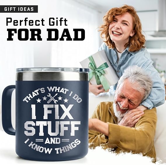 Birthday Gifts for Men, Dad, Him, Handyman, Grandpa on Fathers Day, Christmas - Dad Birthday Gift Ideas - Cool Mens gifts Ideas, Mens Birthday Gift Ideas - Stainless Steel Men Mug 14 Oz