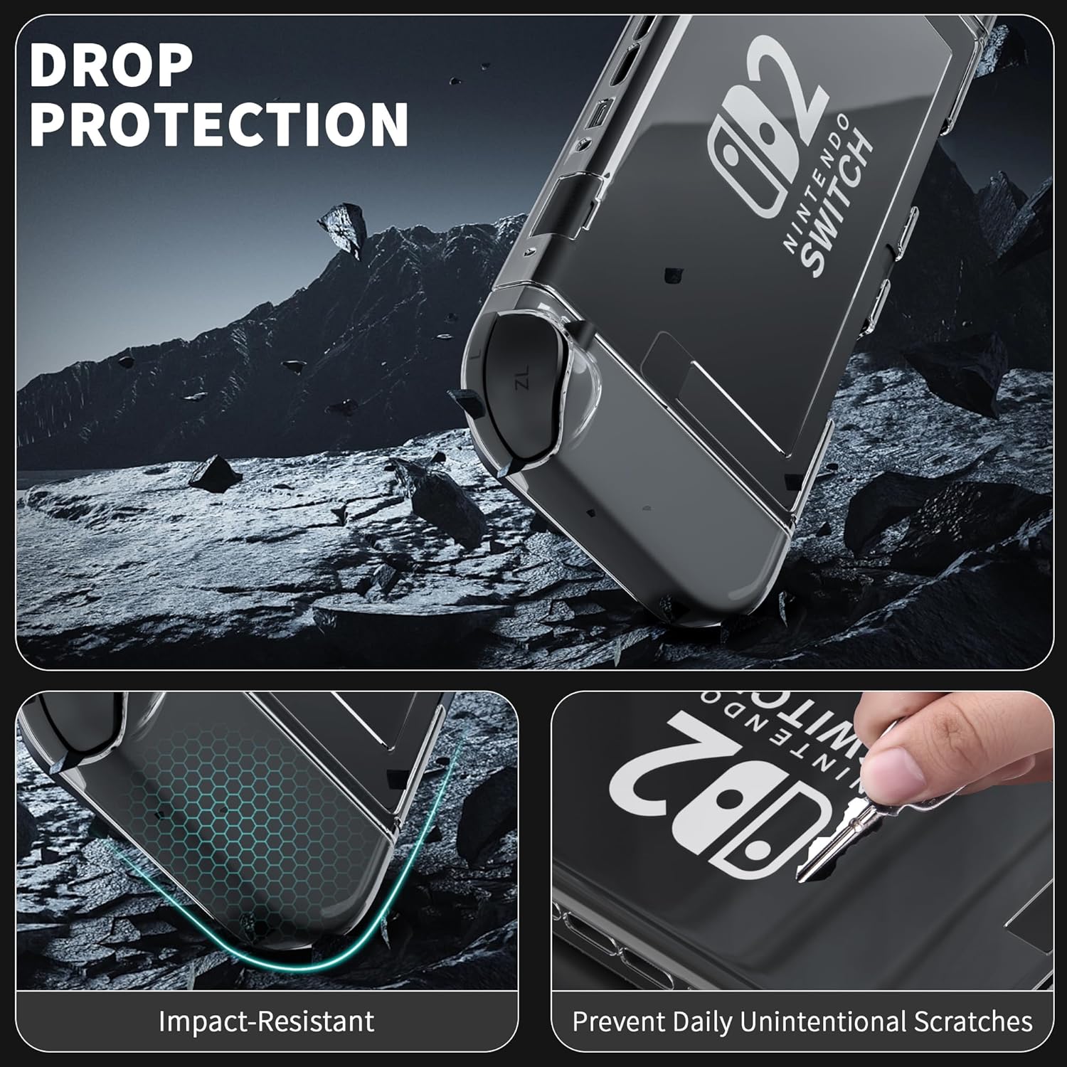 GLDRAM Dockable Clear Case for Nintendo Switch 2 (2025), Detachable Hardshell PC Protective Cover Skin for Switch 2 Console and Joycon - Crystal - Image 3