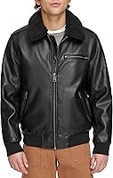 Levi's Men's Water-Resistant Faux Leather Aviator Bomber Jacket with Cozy Sherpa Collar