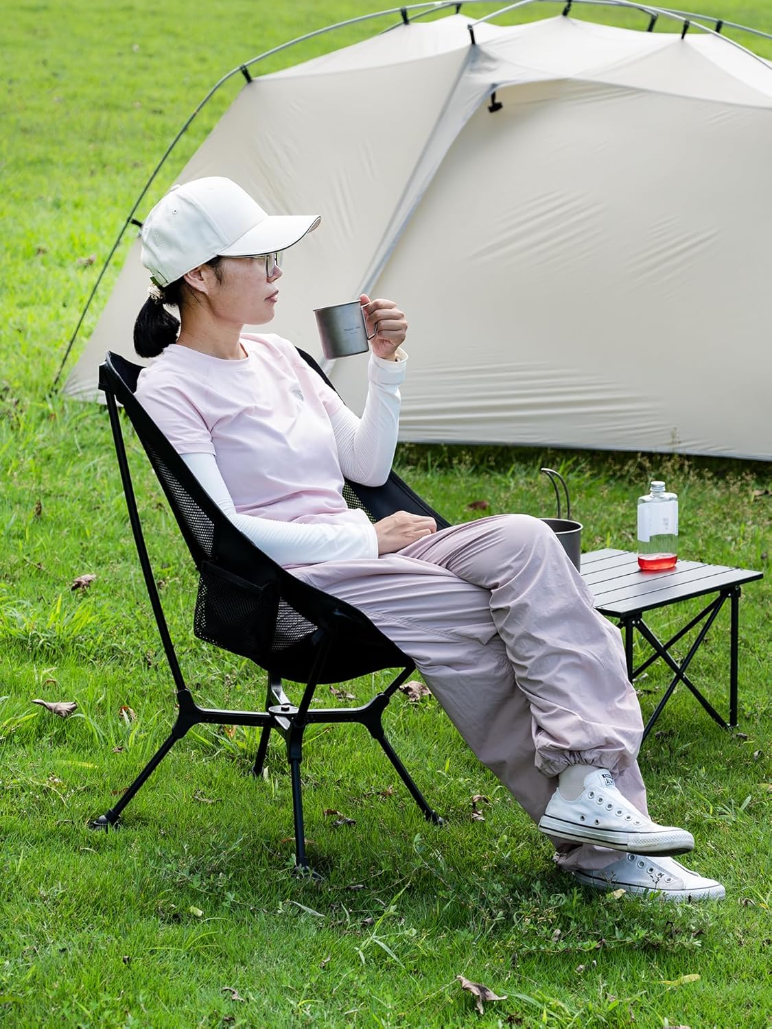 WildCall 1 Anti-Sink Feet Camping Chair and 1 Ultralight Camping Table, Ultralight Compact for Adults Outdoor Camping Backpacking Hiking