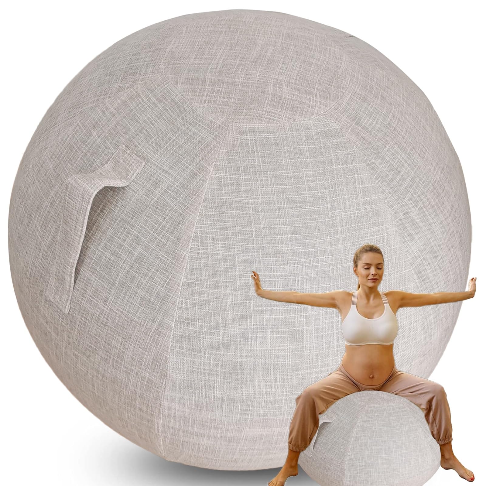 WTZHHK Cotton and Linen Yoga Ball Cover for Birthing Ball Pregnancy, Exercise Balls for Adults, and Swiss Ball - Stylish and Functional【No balls included】 (Color : Beige, Size : 75CM)
