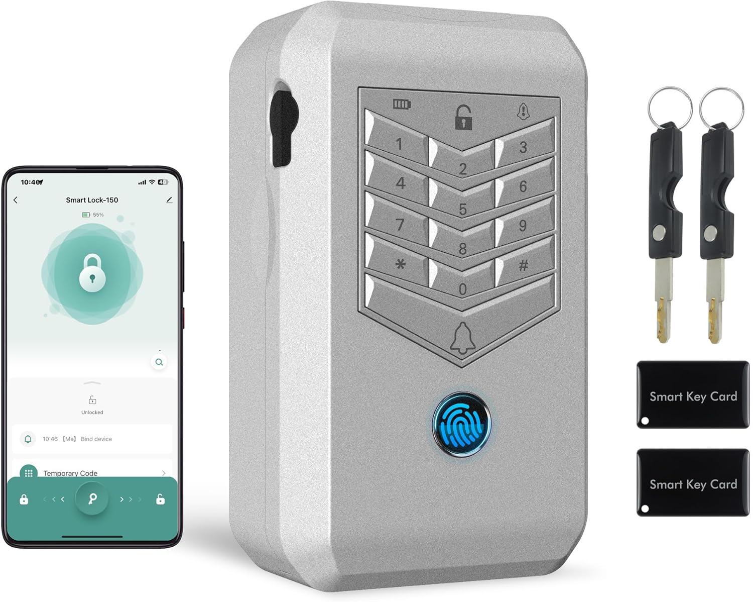 Smart Key Lock Box,Outdoor Wall Mount Key Boxs, Fingerprint Password and APP Remote Unlocking, Security Key Safe for Business Owners, Realtors and Hosts (Silver)