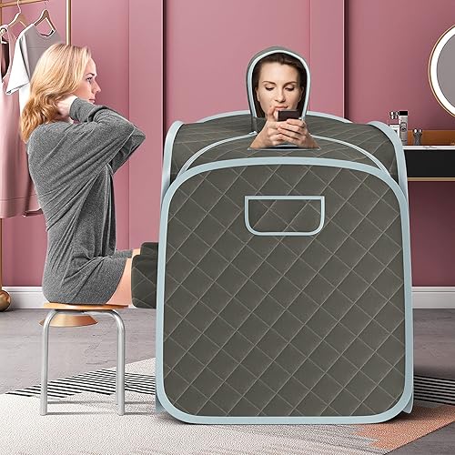 Miniatura 2 de COSTWAY - Sauna de vapor portátil, control remoto, vaporizador de 3L, sauna plegable con 9 temperaturas y temporizador de 90 minutos, atomización,