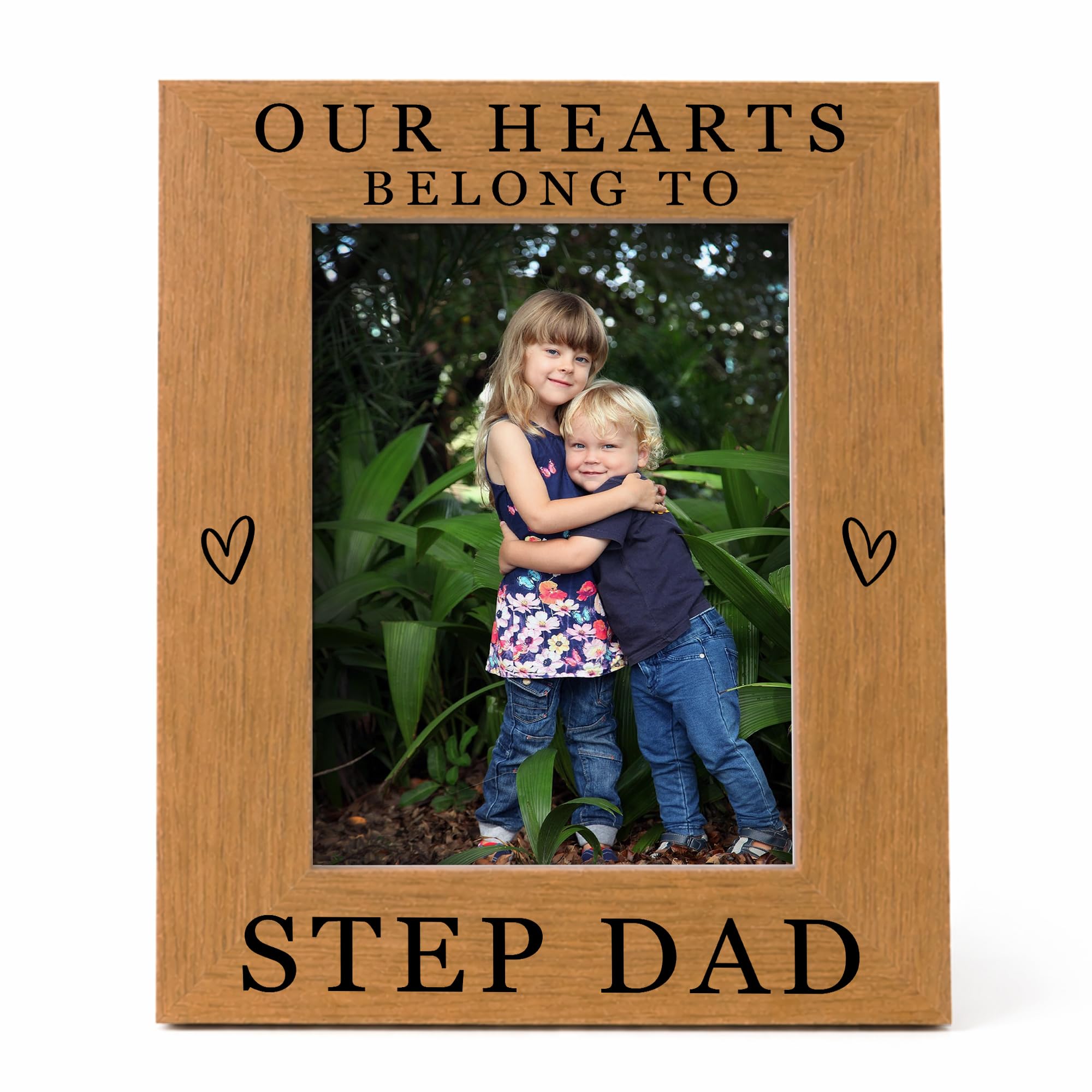 RED OCEAN Special Stepdad Gift For Fathers Day Birthday Our Hearts Belong To Step Dad Photo Frame Novelty Gifts For Step Dad From Daughter Son Thank You Gift Keepsake